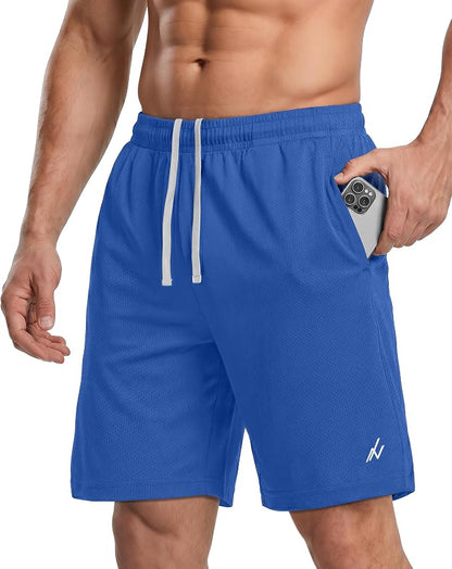 Quick Dry Knit Men's Athletic Shorts Loose-Fit Running Workout Gym Shorts