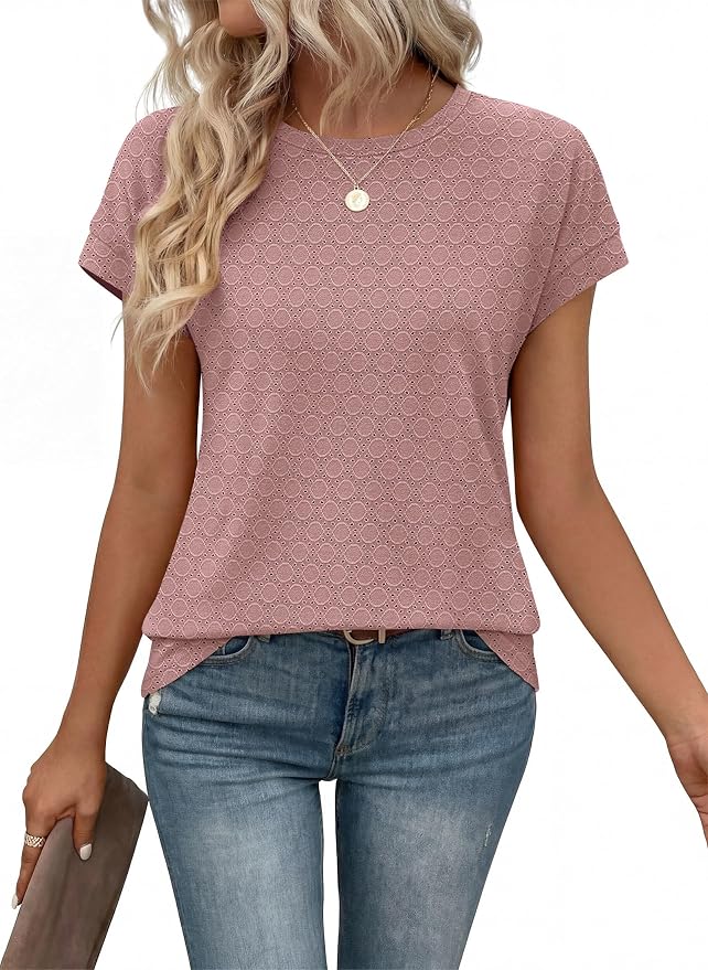 Alaroo Womens Summer Tops Short Sleeve Shirts Crew Neck Tshirt Cute Trendy Tunic Blouses (S-3XL)