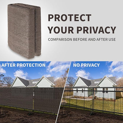 LOVE STORY Custom Size 2'6''x12' Brown Balcony Privacy Screen,UV Block Privacy Fence Screen,90% Shield for Outdoor Pool Garden Apartment Railing
