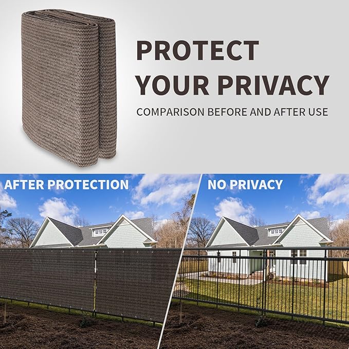 LOVE STORY Custom Size 3.3'x20' Brown Balcony Privacy Screen,UV Block Privacy Fence Screen,90% Shield for Outdoor Pool Garden Apartment Railing