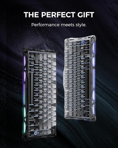 GravaStar Mercury K1 75% Wireless Mechanical Gaming Keyboard RGB Backlit | Gasket Mount, Hot Swappable Linear Switches, Creamy Sound Keyboard, 2.4GHz/USB-C/Bluetooth 5.0, for Win/Mac【Gradient Black】