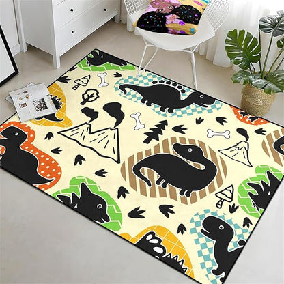 Dinosaur Rugs for Boys Bedroom - Kids Bedroom Rug Dinosaur Pattern Area Rug Kids Play Rugs for Boys Dinosaur Bedroom Decor for Boys Colorful Dinosaur Print Area Rug Kids Rugs for Bedroom,3'×4'