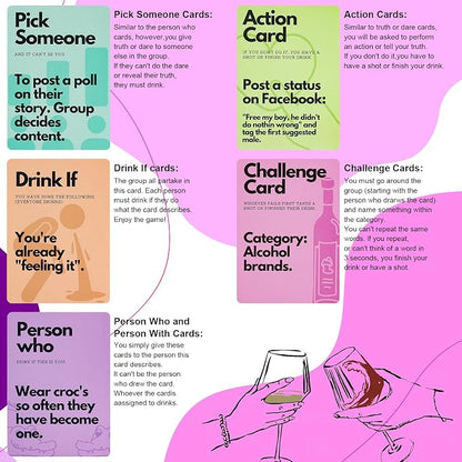 Fofeadm Drinking Card Games for Adults, Fun Adults Drinking Games with 100 Cards, Great for Game Night & Parties, 21st Birthday Gift & Bachelorette Party Games, Age 21+