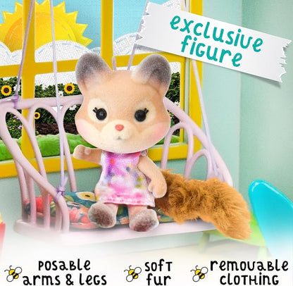 Honey Bee Acres Interactive 2 Story Tree House Playset with Exclusive Squirrel Poseable Figure Includes 21 Pieces