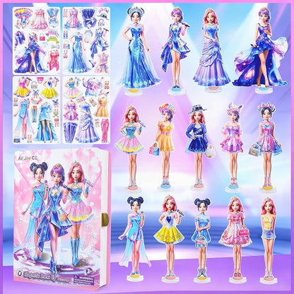 PainZieteg Magnetic Dress Up Dolls,Paper Dolls for Girls, Kids DIY Princess Magnetic Dress-Up Doll for Girl Birthday (Dress Up Box)