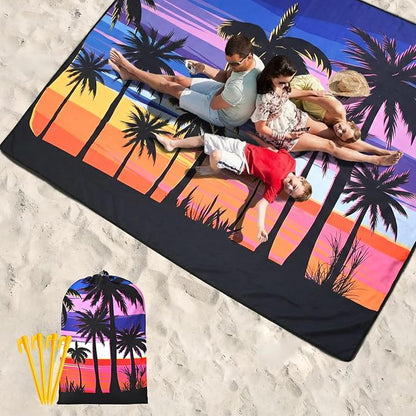 WIWIGO Beach Blanket Waterproof Sandproof Beach Mat 79" X 83"/10'x9'for 2-8 Adults Quick Drying Outdoor Picnic Mat Beach Accessories for Travel, Camping, Hiking