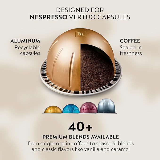 Nespresso Vertuo Up Coffee & Espresso Maker by De'Longhi, Grey | Graphite color coffee machine with 3 second start, 47 oz. multi-position water tank, iced coffee mode and app customization.