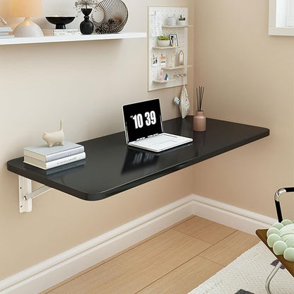 Laundry Table for Folding Clothes,Wall Mounted Folding Desk,Wall Table Fold Down,Floating Wall Desks for Small Spaces,Home Office Study Work Bench, Kitchen(Black 31.5×19.7inch