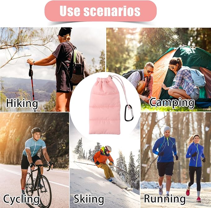 Lyreh Thermal Phone Case with Carabiner, Universal Cellphone Pouch to Prevent Freezing and Overheating, Insulated Warm Phone Cover Bags Extend Battery Life for Outdoor Sports Lovers Gifts (Pink)