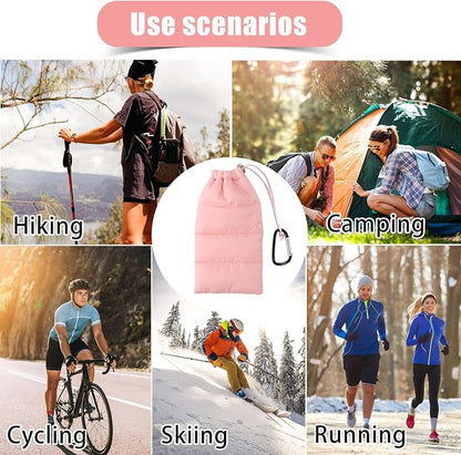 Lyreh Thermal Phone Case with Carabiner, Universal Cellphone Pouch to Prevent Freezing and Overheating, Insulated Warm Phone Cover Bags Extend Battery Life for Outdoor Sports Lovers Gifts (Pink)