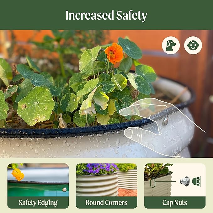 32" Extra Tall Raised Garden Bed Kits, 3.5 x 5 x 2.7ft Raised Planter Box Outdoor, 2 x 6.5 x 2.7ft Deep Root 6 in 1 Modular Metal Raised Beds for Gardening Vegetables Flowers Fruits - Olive Green