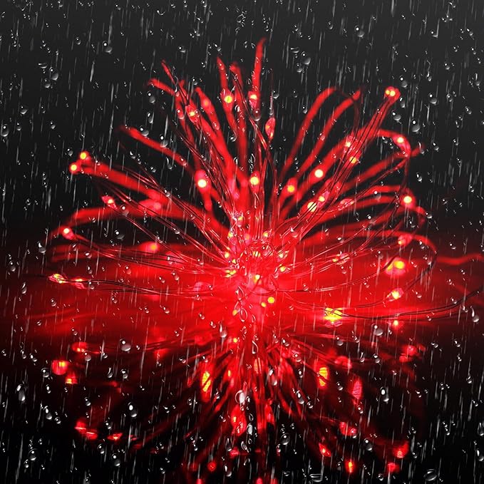 Joomer Solar Fairy Lights, 2-Pack Total 80FT 240LED Solar String Lights Outdoor Waterproof 8 Lighting Modes for Fence Party Garden Patio Yard Home Holiday Tree Outdoor Decoration (Red)