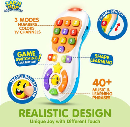 JOYIN Baby Toys 6-12 Months - TV Remote Control Toy with 40+ Music and Learning Phrases & Volume Control, Birthday Gift for Todder Girls Boys