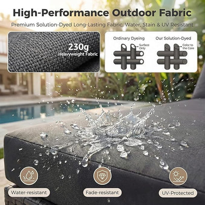 NICESOUL 9 Piece Outdoor Patio Sectional Furniture Sofa Set with Fire Pit Natural Gas Propane, 29.3'' High Back Modern Large Size Wicker Conversations with Fireplace for Backyard, Deep Seats Gray