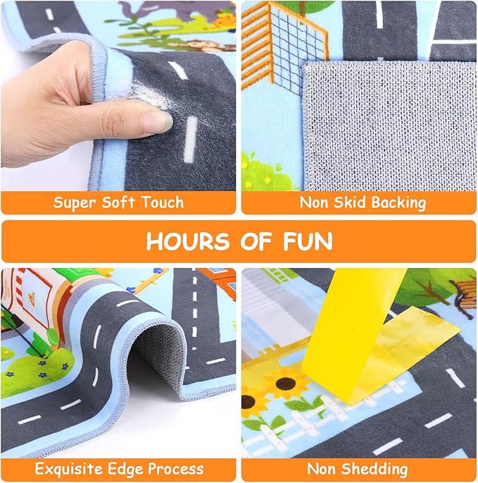 HEBE Kids Play Rug 3'4"x5' ABC Alphabet Numbers Shapes Educational Kid Area Rug Washable Baby Crawling Mat Non Slip Kid Play Mat Carpet for Girl Boy Bedroom Playroom
