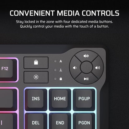 Corsair K55 CORE TKL RGB Gaming Keyboard – Tenkeyless, 8-Zone RGB, Quiet Membrane Keys, Spill Resistant, Media Keys, 1000Hz Polling – NA Layout – Black
