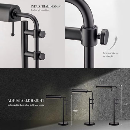 O'Bright Aurora LED Pharmacy Desk Lamp - Swing Arm, Industrial Design for Reading, Crafting, Work,10W LED, Adjustable Height 18.5-24.5 inches - Ideal for Living Room, Bedside, Office - Black