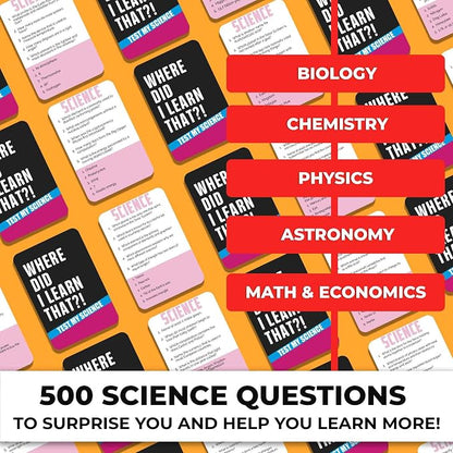 QUOKKA Trivia Card Games for Adults with 500 Questions – Science Board Games for Adults, Teens and Families – Trivia Cards with Answers – Fun Party Game for Family Game Night