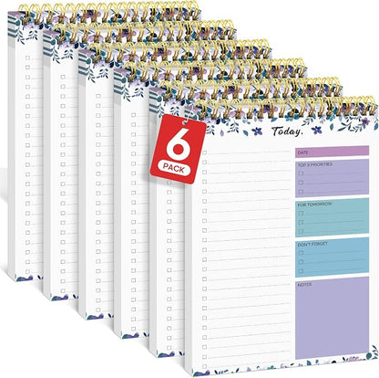 Taja To Do List Notepad, Undated Daily Planner for Work and Goal Setting | VioletBloom, 52 Sheets, 9.8" x 6.5" , for Office, Home and school, Daily Task Planning, Notes and Everyday Organization