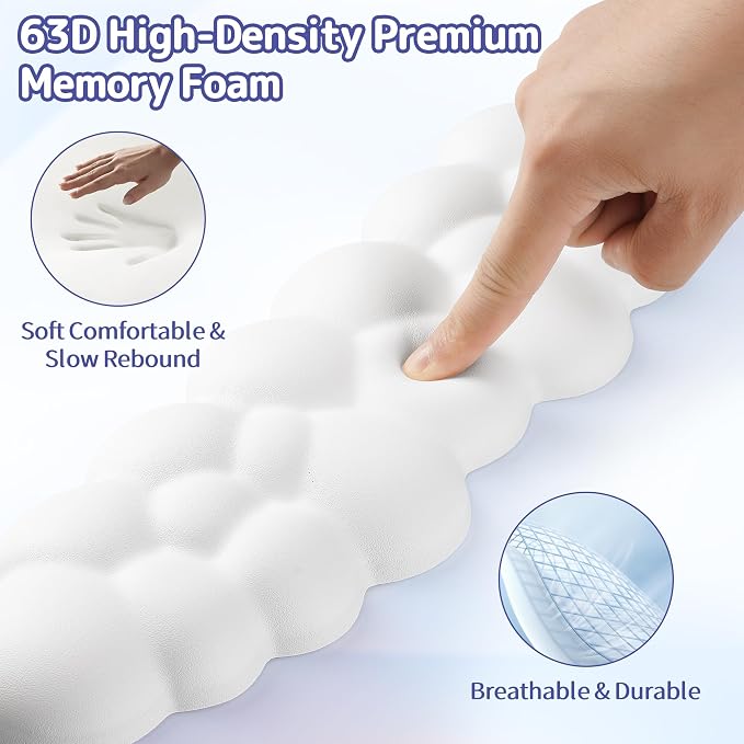 Sushret Cloud Wrist Rest Keyboard, Cloud Keyboard Wrist Pad Set with PU Leather Memory Foam, Cute Arm Rest for Palm Support, PC/Gaming Desk Accessories/Office Setup/Computer Hand Cushion - White