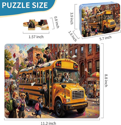 100 Pieces Puzzles for Kids Ages 4-8, Bus Educational Kids 100 Piece Puzzle, Children Jigsaw Puzzles Kids Puzzles, Educational Learning Puzzle Toys for Girls and Boys