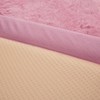 Faux Rabbit Fur Rug - 1.18" Thick Soft Fluffy Area Rug, Non-Slip Memory Foam Crawling Mat, Light Pink, 78"x110"