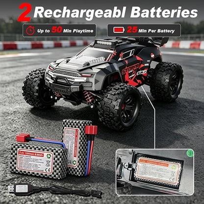 KGF 1:18 Scale All Terrain RC Cars for Adults, 2.4GHz 40KPH High Speed Remote Control Car, 4WD Off Road Monster Truck 4X4 Fast Drift Wheel RC Truck with 2 Rechargeable Batteries