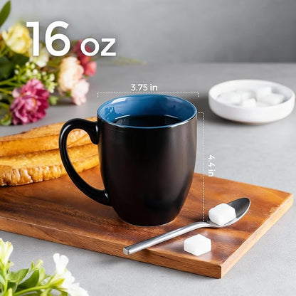 GBhome 16oz Coffee Mugs Set of 6,Ceramic Coffee Mugs for Man, Woman,Restaurant Modern Coffee Mugs Set with handle for Tea/Latte/Cappuccino/Milk/Cocoa. Dishwasher&Microwave Safe,Multi-Color,6 Pack