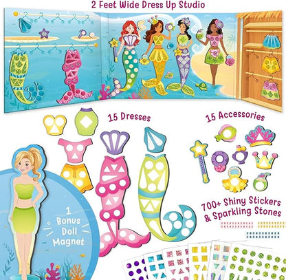 Imagimake DIY Magnetic Dress-Up Mermaid | Pretend Play Magnetic Toys for Kids 3-5 | 30 Magnetic Dresses & Accessories | Interchange & Create Unlimited Outfits | 3,4,5,6 & 7 Year Old Girl Birthday Gift
