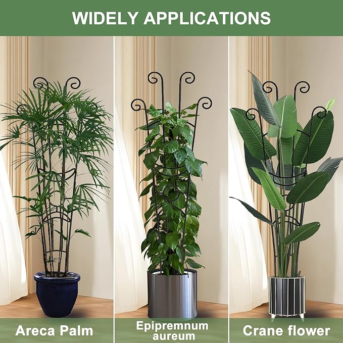 32.6in Monstera Plant Support Stakes for Indoor Plants, Metal Garden Plant Trellis for Climbing Plants, Pothos Vine Snake Climber Support，4p