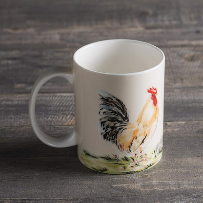Maison d' Hermine Coffee Mug with Handles Tea Cups (12 Ounce, Pack of 1) | Fine Bone China Coffee Mugs for Hot Beverages Cappuccino Latte Home Restaurant Hotel Spring Summer -Campagne - Coq