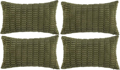 Fancy Homi 4 Packs Decorative Throw Pillow Covers for Living Room Couch Bed, Modern Farmhouse Boho Home Décor Accent Cushion Case, 24" x 12", Moss Green