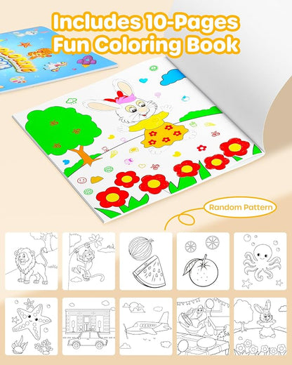 D-FantiX 36 Colors Washable Markers for Kids Ages 4-8, Stamp Markers with Coloring Books, Arts and Crafts, Airplane Car Road Trip Activities Travel Set, Art Supplies Gifts for Toddlers Girls Boys