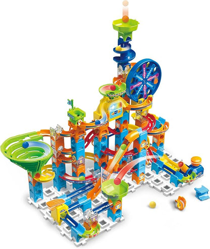VTech Marble Rush Adventure Set, Construction Toys for Kids with 10 Marbles and 128 Building Pieces, Electronic Track Set for Boys and Girls, Colour-Coded Building Toy with Music and Sound, 4 Years +