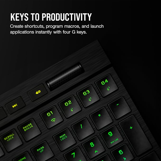 Corsair K100 AIR Wireless RGB Mechanical Gaming Keyboard - Ultra-Thin, Sub-1ms Slipstream, Low-Latency Bluetooth, Cherry MX Ultra Low Profile Keyswitches - NA Layout, QWERTY - Black