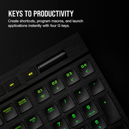 Corsair K100 AIR Wireless RGB Mechanical Gaming Keyboard - Ultra-Thin, Sub-1ms Slipstream, Low-Latency Bluetooth, Cherry MX Ultra Low Profile Keyswitches - NA Layout, QWERTY - Black