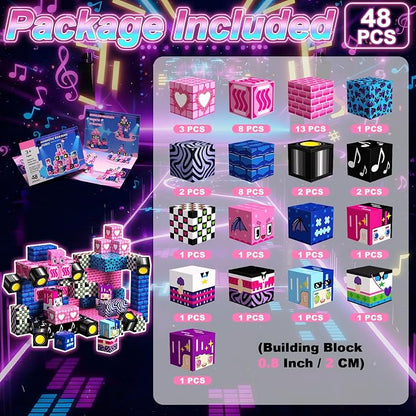 Magnetic Blocks Building Toys for Kids, 48 PCS Magnetic Blocks for Kids Ages 4-8, Magnetic Cubes, STEM Sensory Toys for Boys & Girls, Birthday Gifts for Kid Ages 3+
