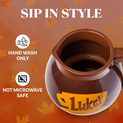 Silver Buffalo Gilmore Girls Luke's Coffee Pot, 3D Sculpted Mug, 20oz | Ceramic, 0.59 Liters