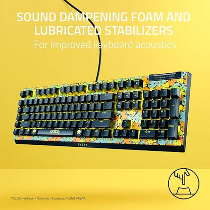 Razer BlackWidow V4 X Mechanical Gaming Keyboard, Pokémon Edition | Green Switches Tactile & Clicky, 6 Macro Keys, Chroma RGB, Doubleshot ABS Keycaps, Sound Dampening & Stabilizers