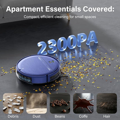Robot Vacuum and Mop for Pet Hair, 2-in-1 Robot Vacuum Cleaner for Hard Floors&Carpets with 2.87'' Slim Design, Wi-Fi/App/Voice Control, 3D Obstacle Avoidance & Self-Charging