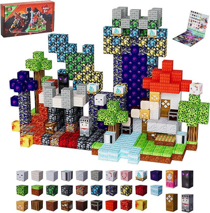300PCS Magnetic Blocks Building Toys for Kids - 0.8in Magnet Cubes Portal Theme Toddler Toys, STEM Preschool Educational Sensory Construction Set, Birthday Gifts for Boys Girls Age 3-8