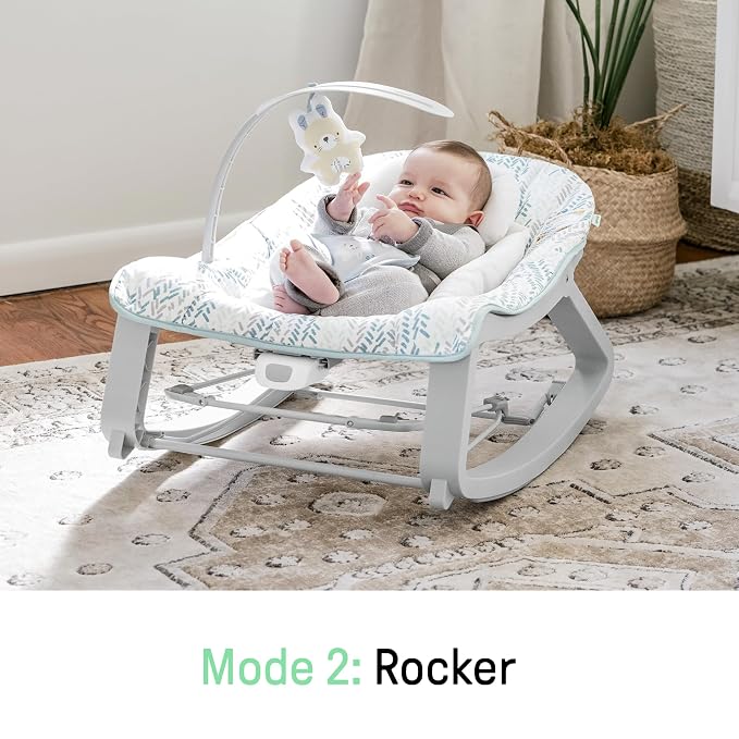 Ingenuity Keep Cozy 3-in-1 Grow with Me Vibrating Baby Bouncer Seat & Infant to Toddler Rocker, Vibrations & -Toy Bar, 0-30 Months Up to 40 lbs (Spruce)