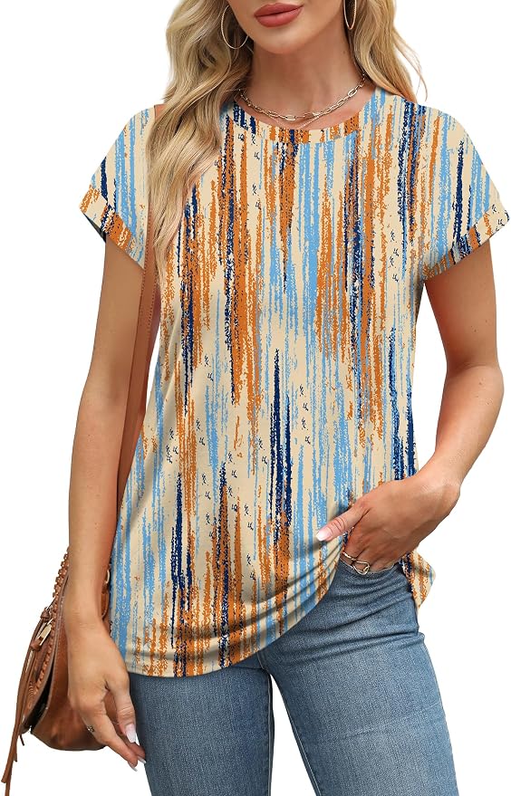 Alaroo Womens Summer Tops Short Sleeve Shirts Crew Neck Tshirt Cute Trendy Tunic Blouses (S-3XL)