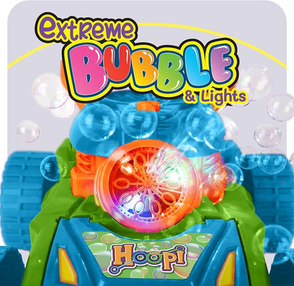 Hoopi Extreme Bubble Lawn Mower for Toddlers 1-3, Spill-Proof Kids Bubble Machine with Lights for 2-Year-Old Boy Birthday Gift, Bubbles Blowing Push Toddler Outdoor Toys for Ages 2-4 with 3 Bottles