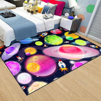 Solar System Rug - Space Rug Galaxy Area Rugs for Kids Bedroom Kids Play Rug Outer Space Carpet Space Rug for Boys Room Planet Carpet for Kids Space Themed Bedroom Decor,3'×4'