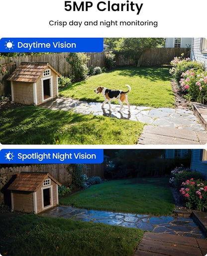 REOLINK 5MP Solar Security Cameras Wireless Outdoor, 360° Pan Tilt Auto-Tracking, Smart AI Detection, Up to 1TB Local Storage, 2.4/5GHz Dual-Band WiFi, Home Hub Mini with 2X Argus PT + Solar Panel