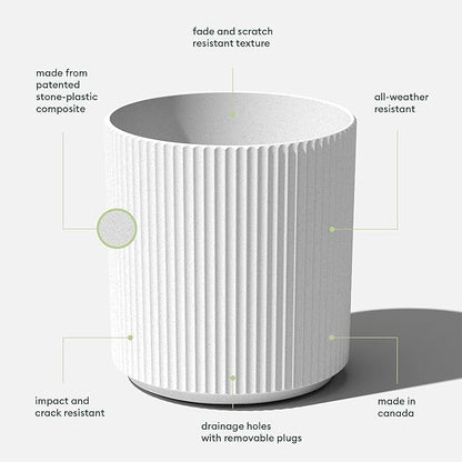 Veradek Demi Series Round Planter for Porch, Patio, Backyard | Durable Plastic-Concrete Material | Modern Décor for Tall Plants, Flowers