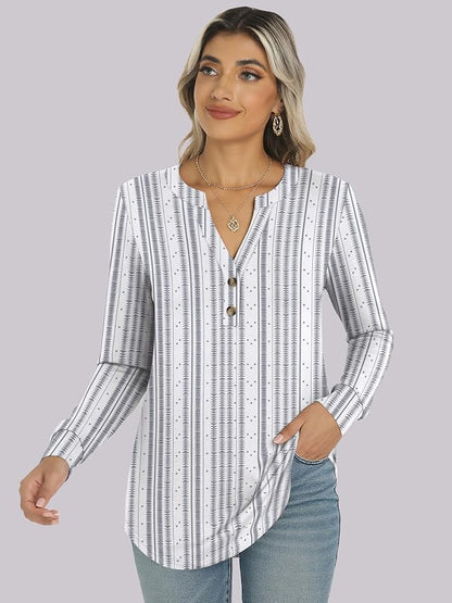 ANRABESS Women's Long Sleeve Shirts 2026 Spring Fashion Dressy Casual Tops Trendy Henley Blouses Cute Work Outfits Clothes