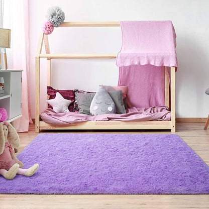 Softlife Ultra Soft Fluffy Area Rugs for Bedroom, Girls and Boys Room Kids Room Nursery Large Rug, 5.3 x 7.6 Feet Shaggy Fur Indoor Plush Modern Floor Carpet for Living Room Christmas Decor, Purple