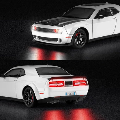 Toy Cars for Boys Age 3-12 1:24 Diecast Car Toys Metal Car Model with Light & Sound Collectable Muscle Super Cars for Kids (White)
